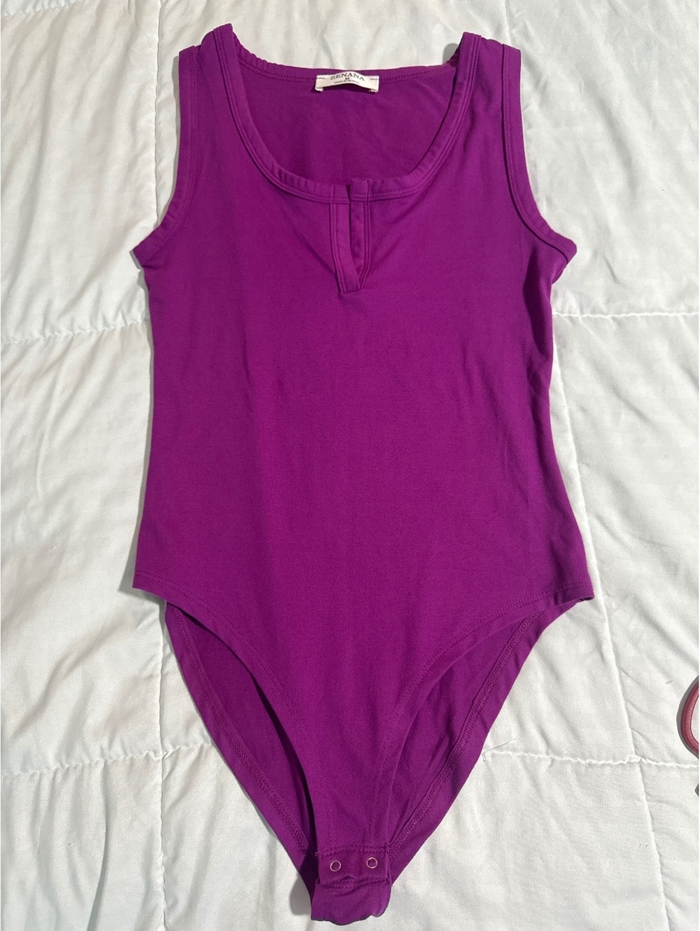 Zenana Women's Purple Sleeveless Bodysuit Medium